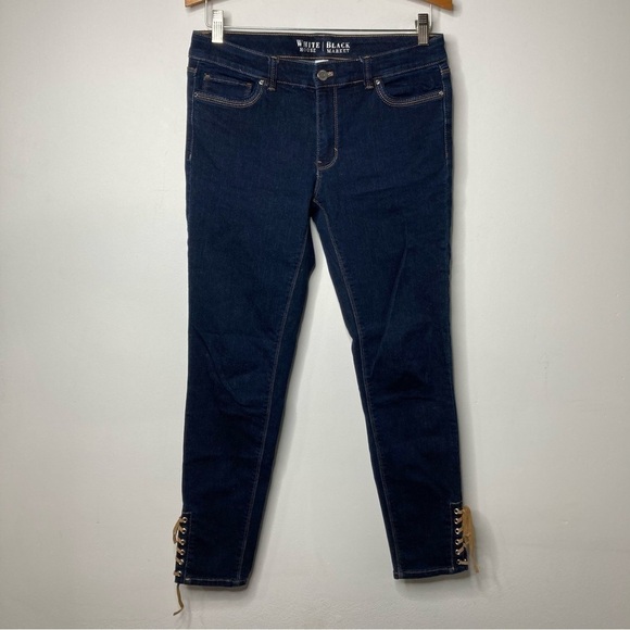 White House Black Market Denim - White House Black Market lace up ankle‎ Jeans size 4
